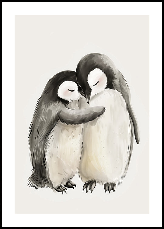 Hugging Baby Penguins Plakat
