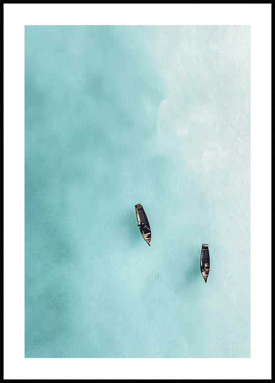 Tranquil Boats Ocean Aerial Plakat