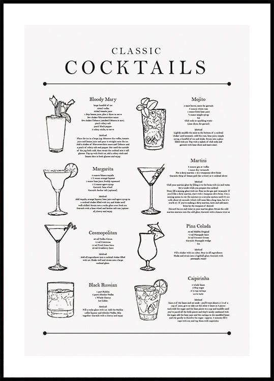 Classic Cocktails Plakat