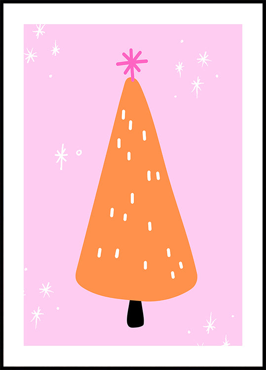 Orange Tree with pink and stars Plakat