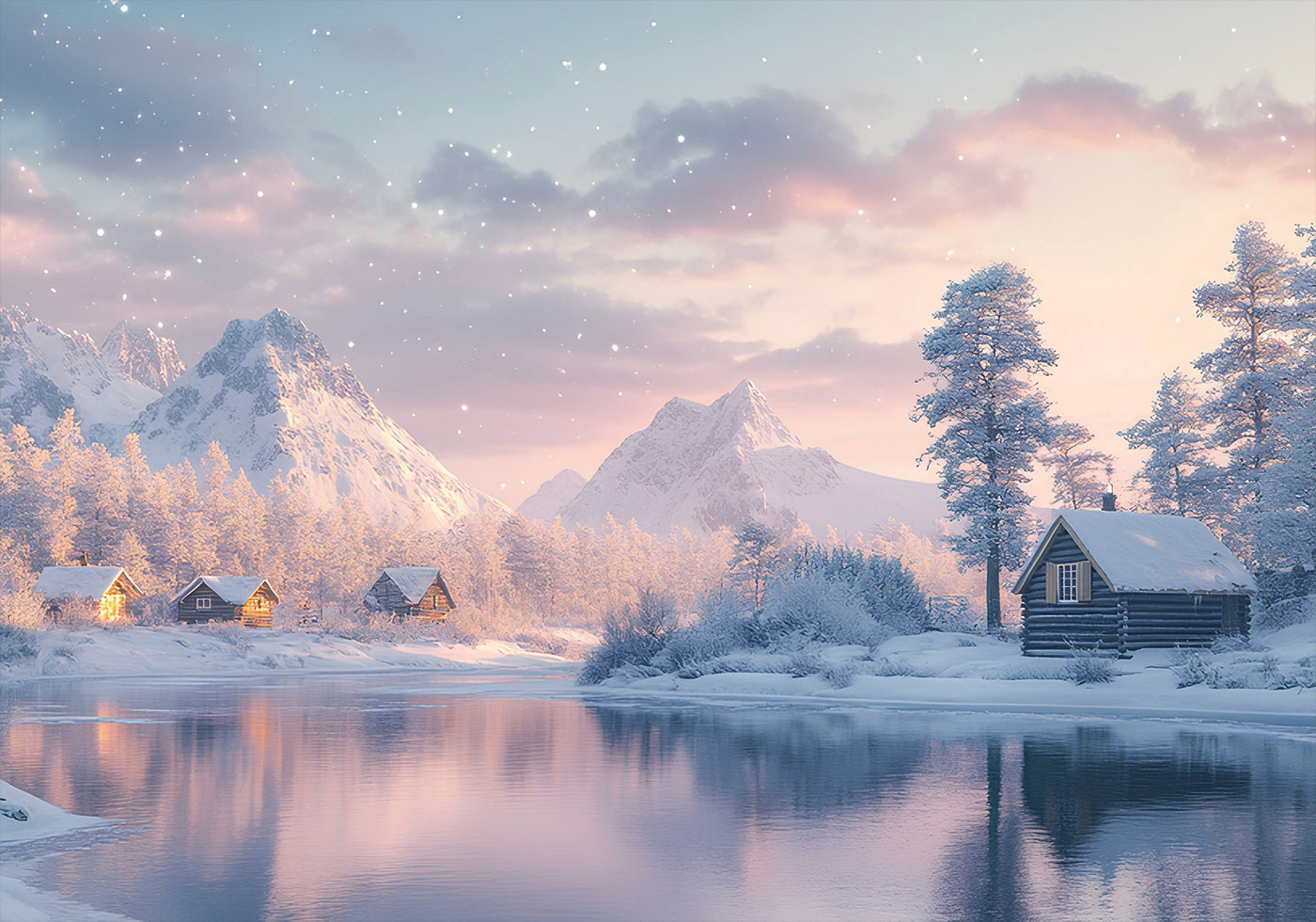 Frosty Morning in the Village Plakat