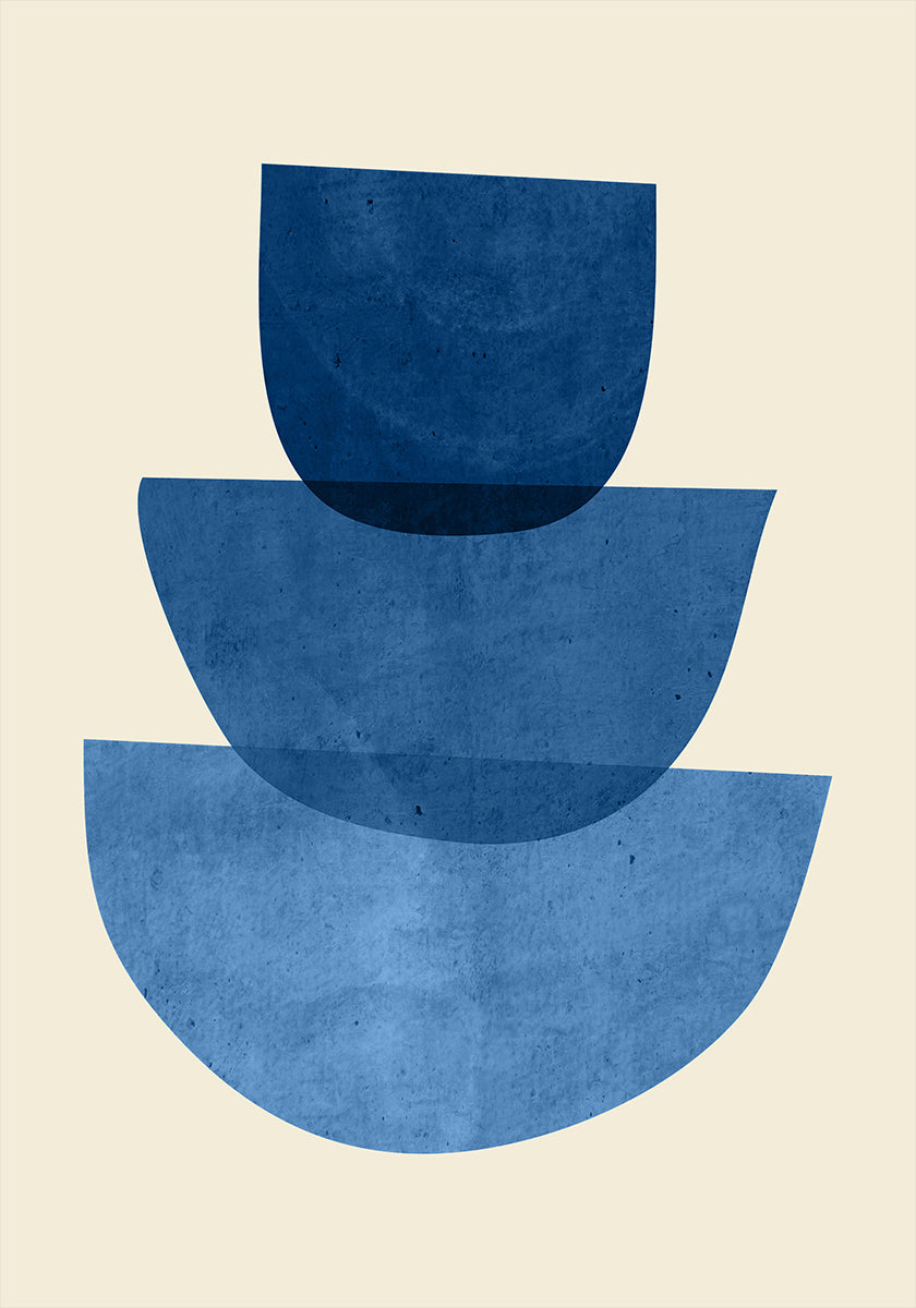 Geometric Abstract Shapes Blue Plakat