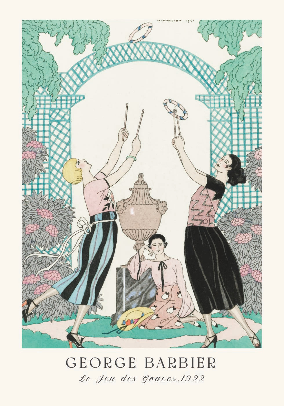 George Barbier Fashion Illustration 1920s Garden Party Plakat