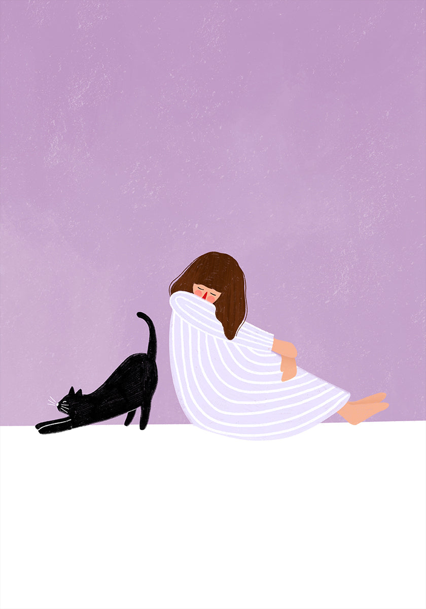 Girl and Cat Plakat