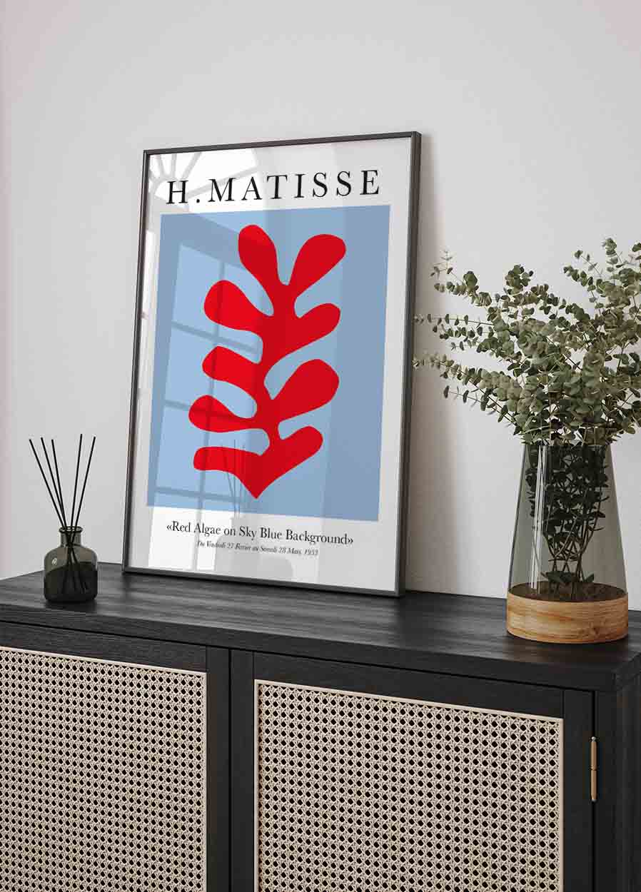 Henri Matisse Red Algae on Sky Blue Background Plakat