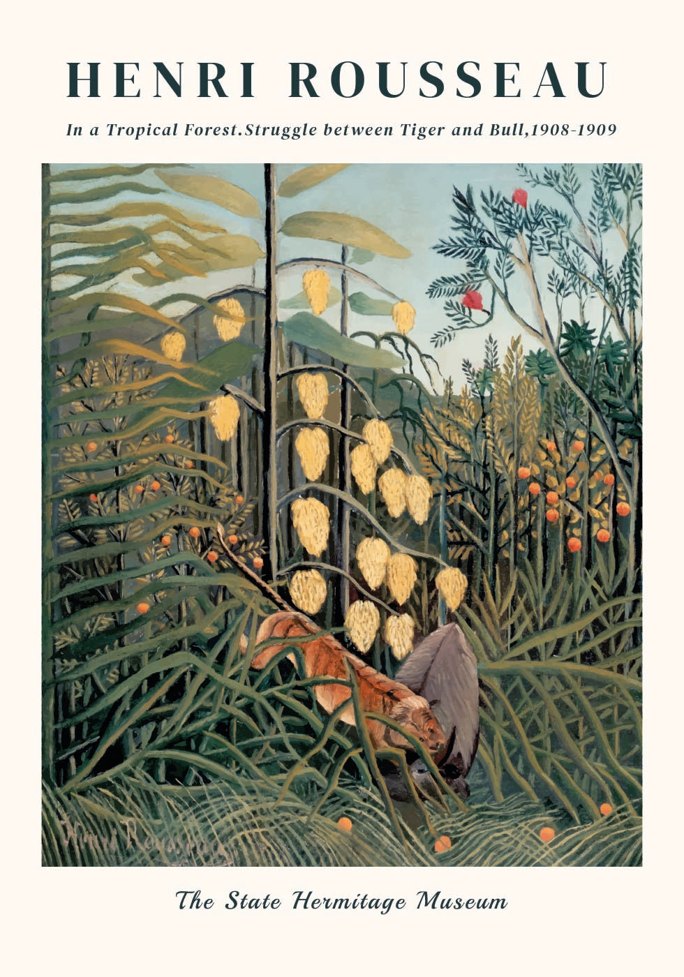 Henri Rousseau - In a Tropical Forest: Struggle Between Tiger and Bull Plakat