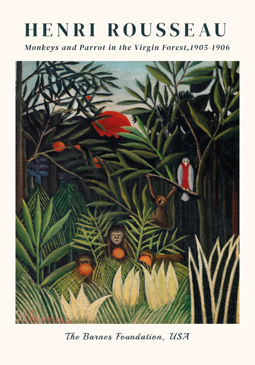 Monkeys and Parrot in the Virgin Forest Plakat