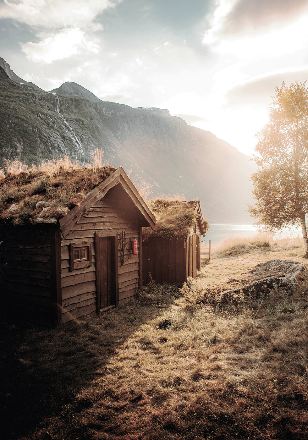 Houses At Sunset In Lovatnet Plakat