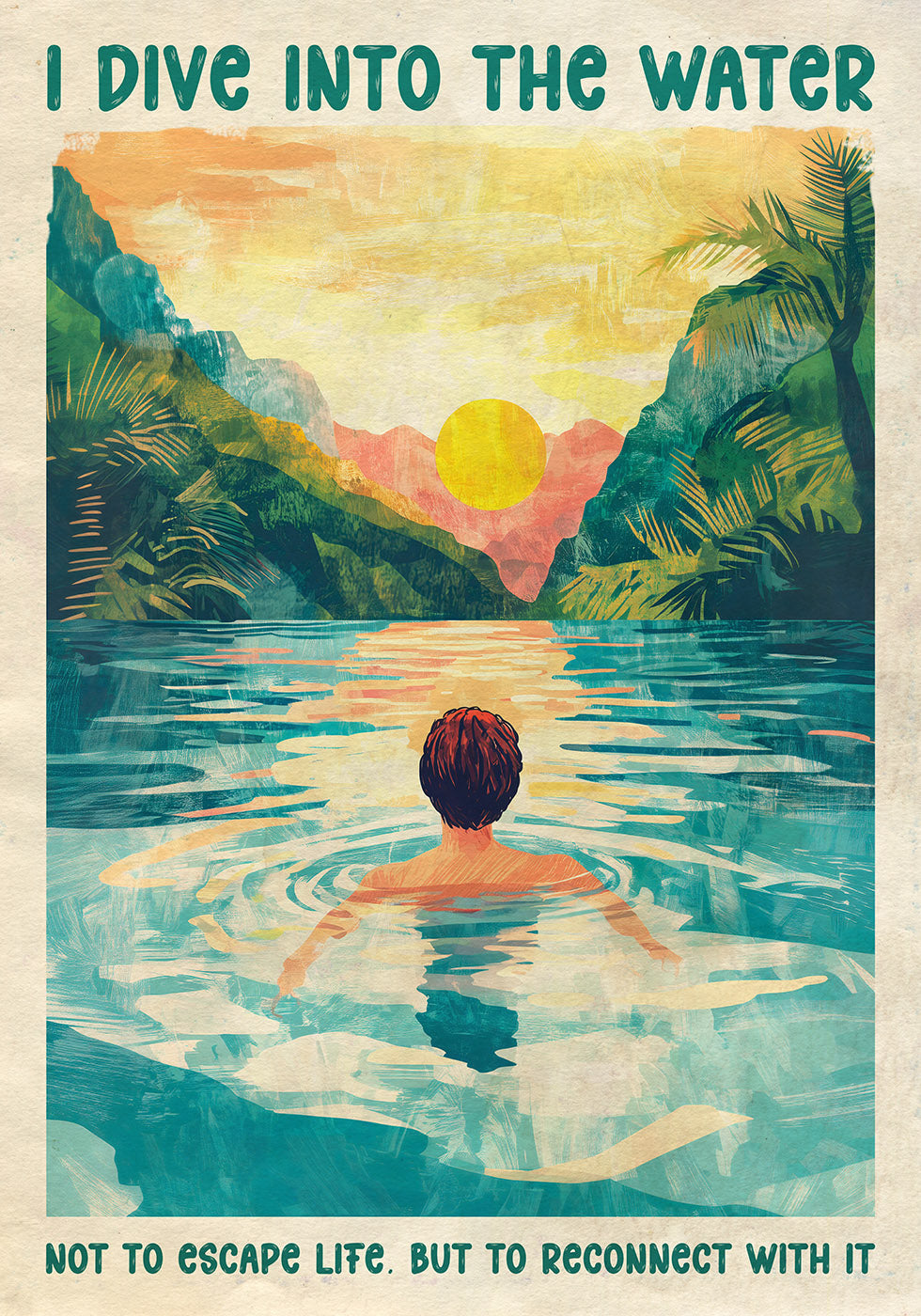 I Dive Into the Water Sunset River Plakat