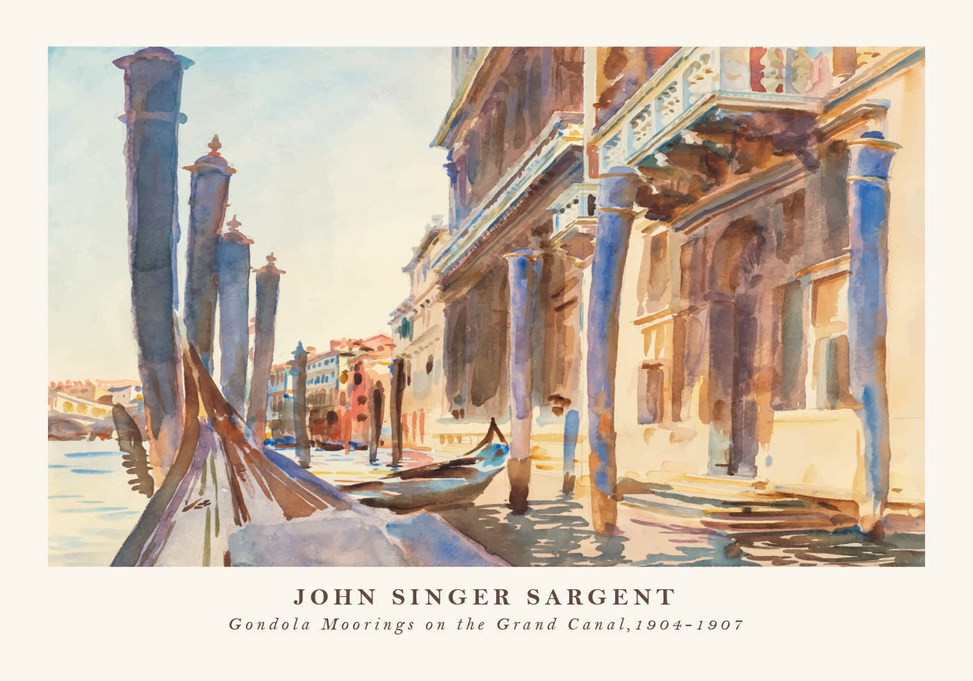 Gondola Moorings Venice Grand Canal, John Singer Sargent 1904–1907 Plakat