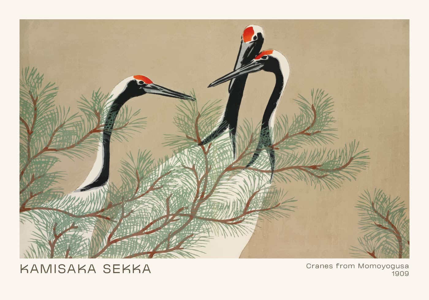 Cranes from Momoyagusa by Kamisaka Sekka