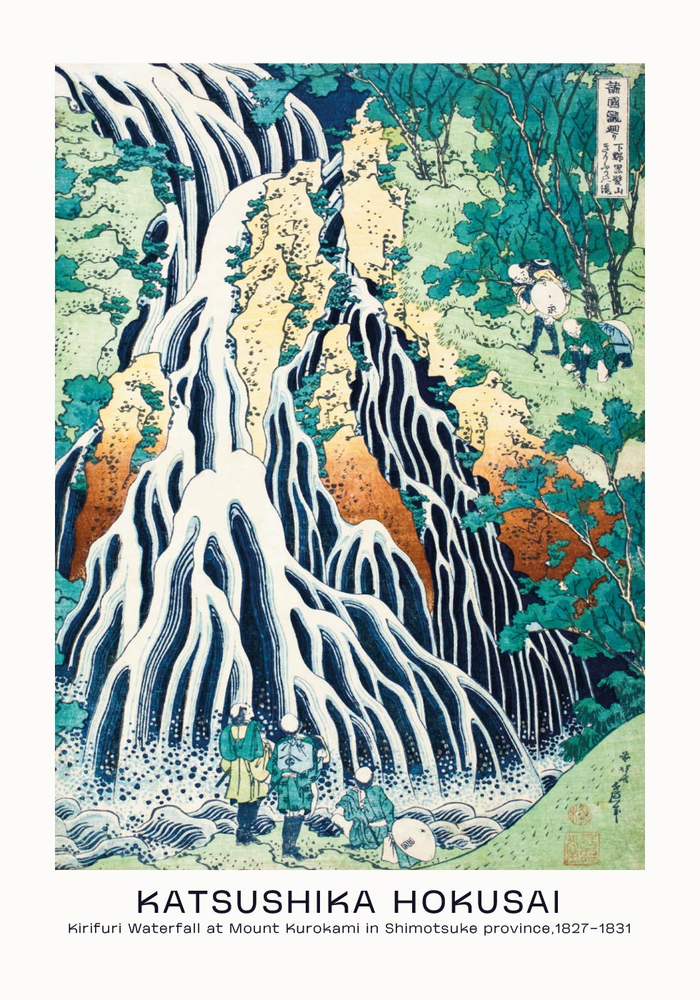 Kirifuri Waterfall Scene by Hokusai Plakat