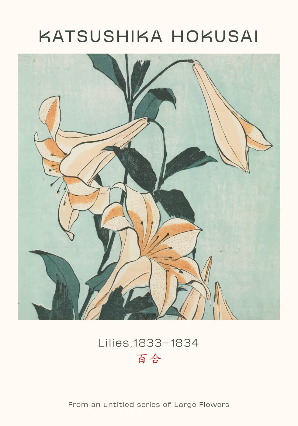 Katsushika Hokusai - Lilies Plakat