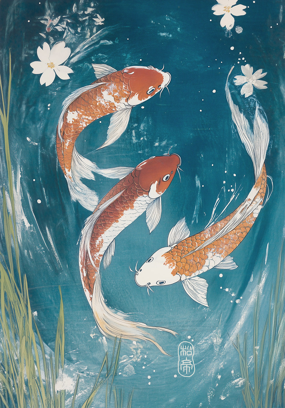 Koi Fish in the Pond Plakat