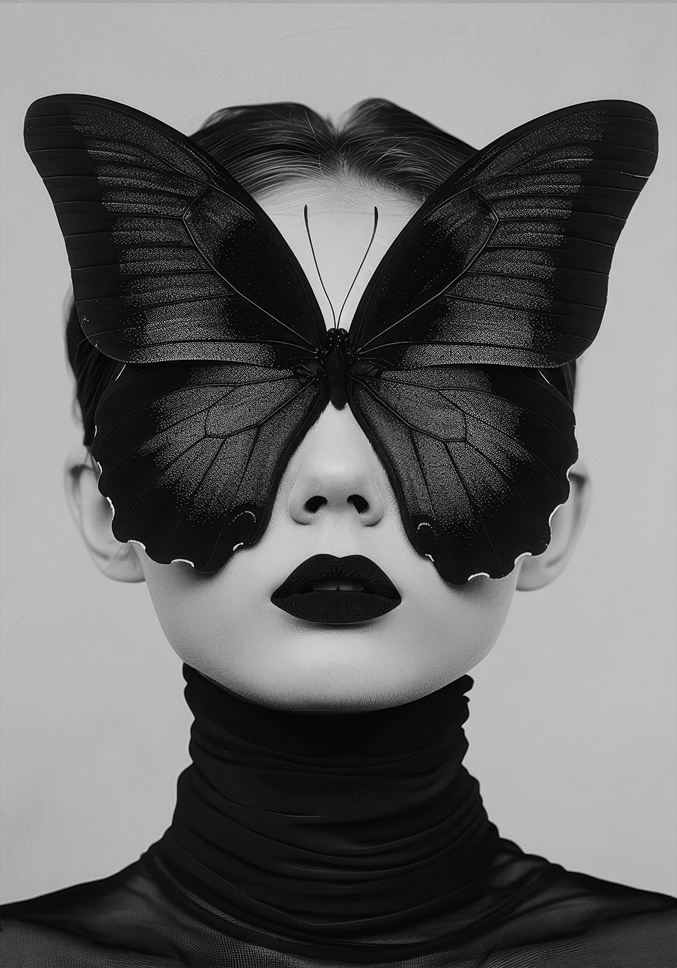 Lady with Black Butterfly Mask Plakat