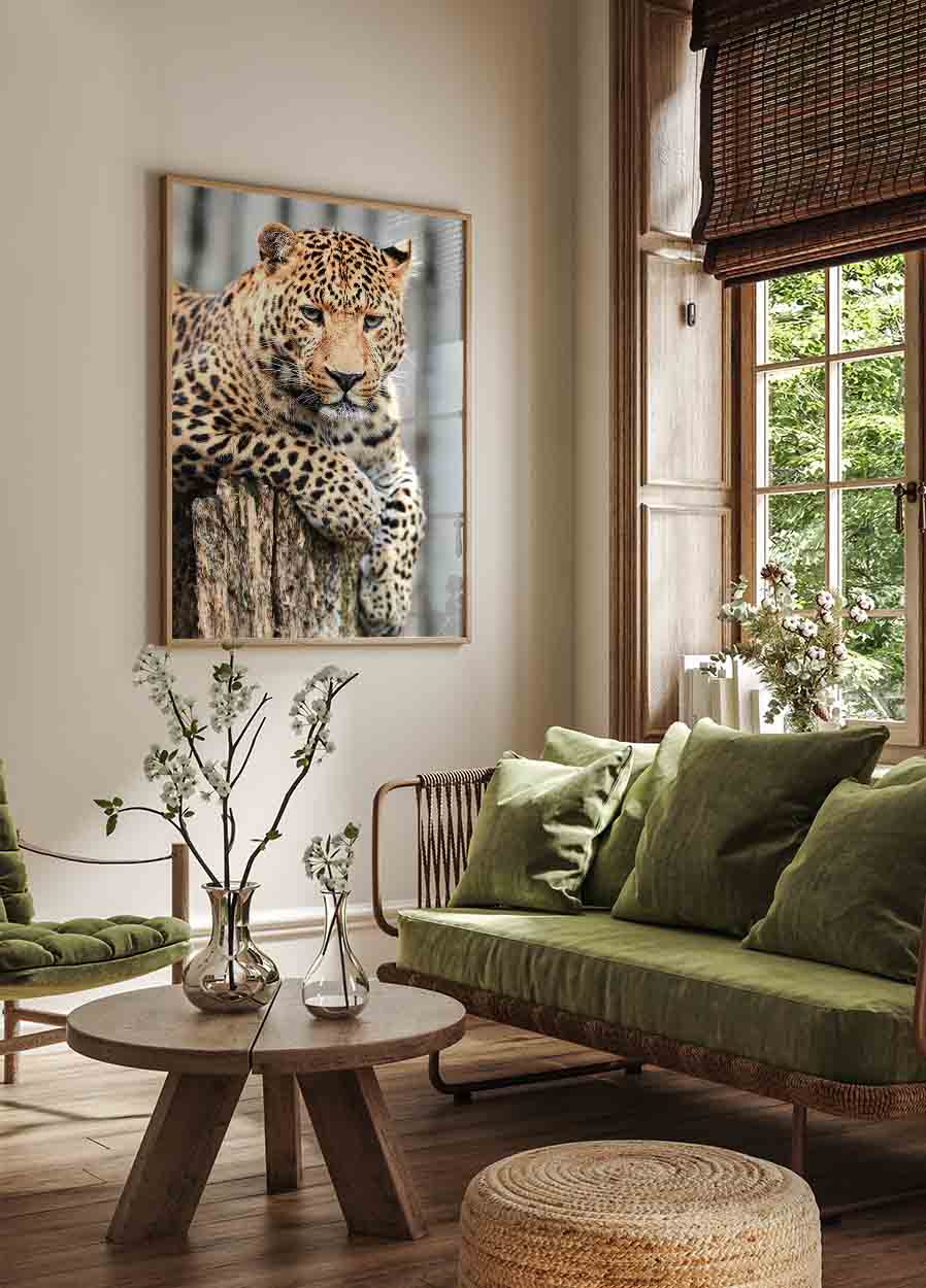 Leopard on a Stump Poster