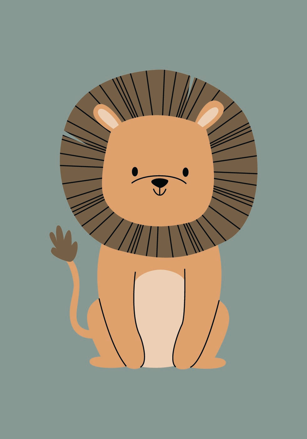 Cute Lion Illustration Plakat