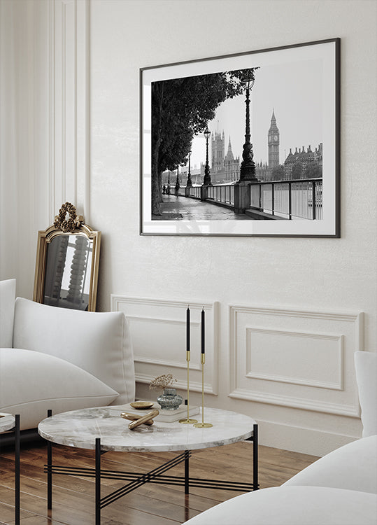 London and Big Ben in Black and White Plakat