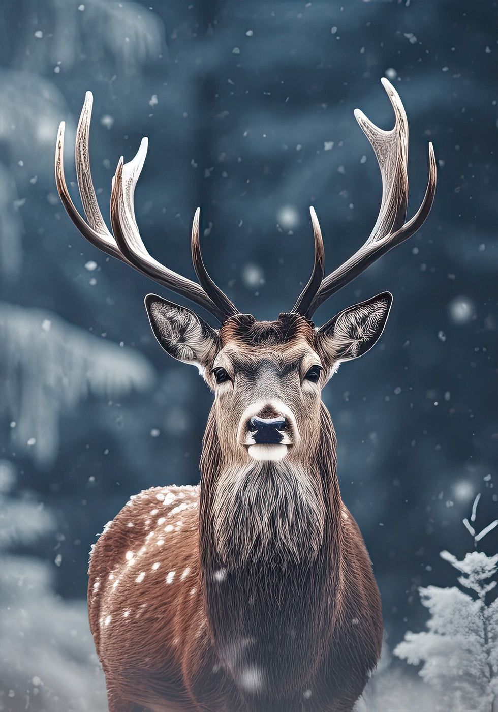 Majestic Winter Deer Plakat