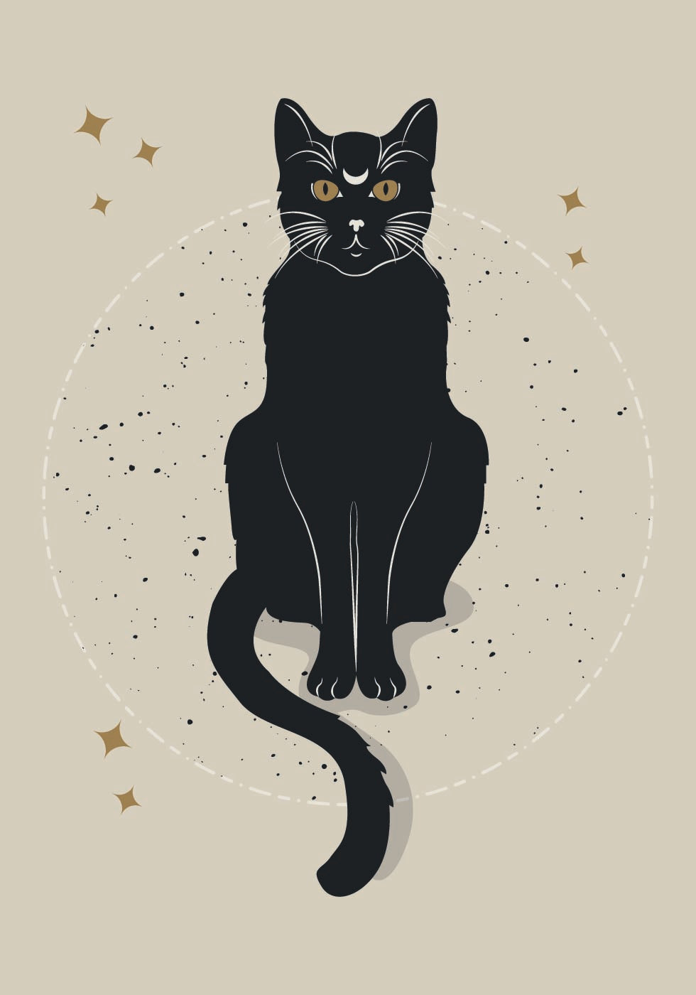 Moon Cat, Mystical Black Cat Plakat