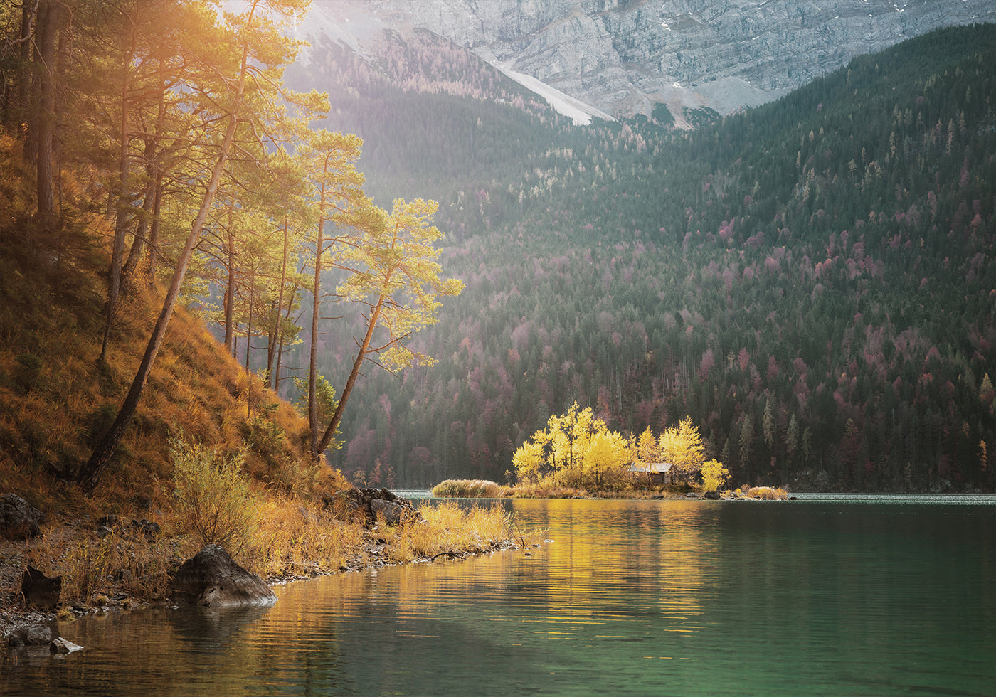 Autumn Morning by the Lake Plakat