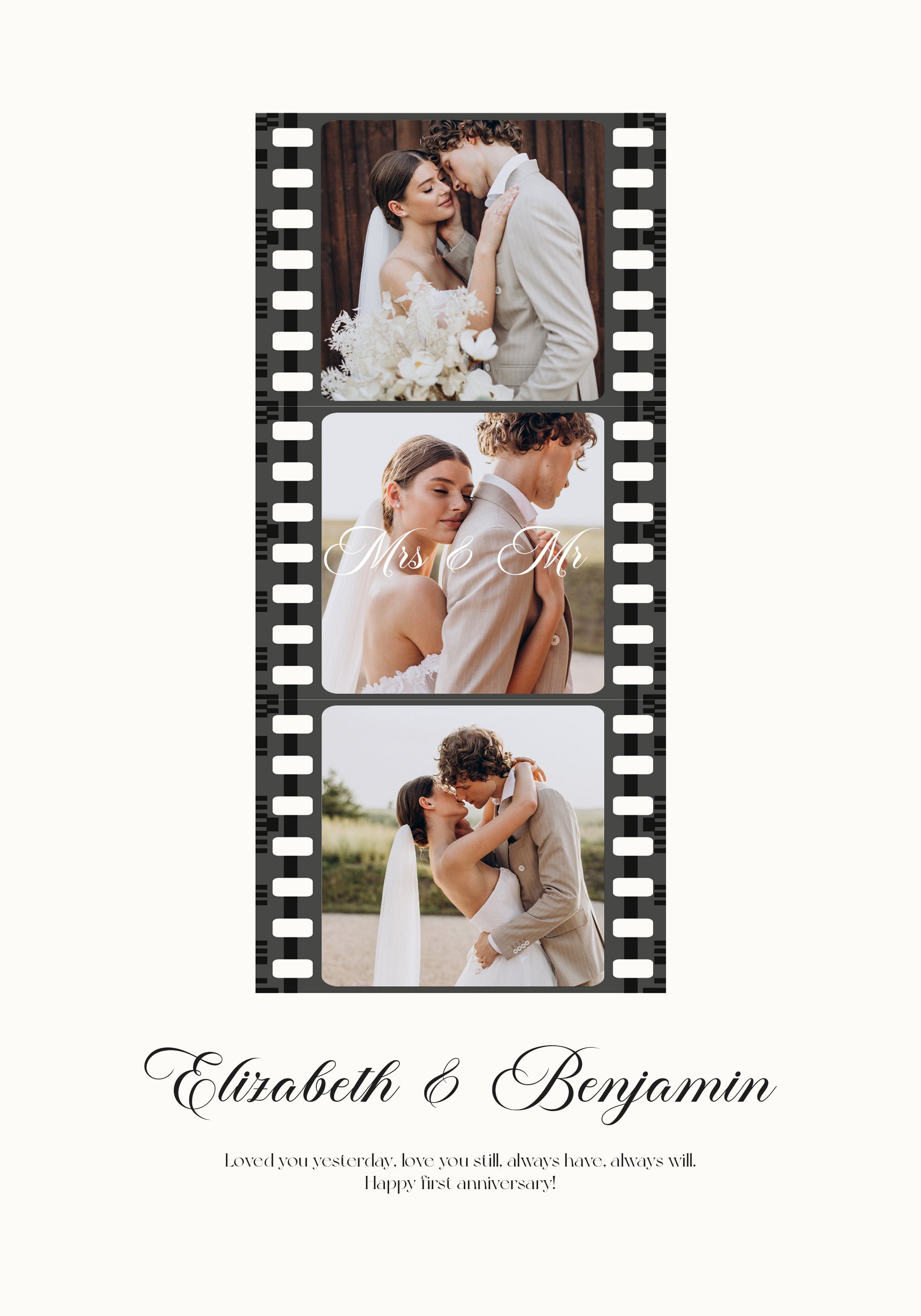 Romantic Wedding Film Strip, Mr and Mrs Plakat