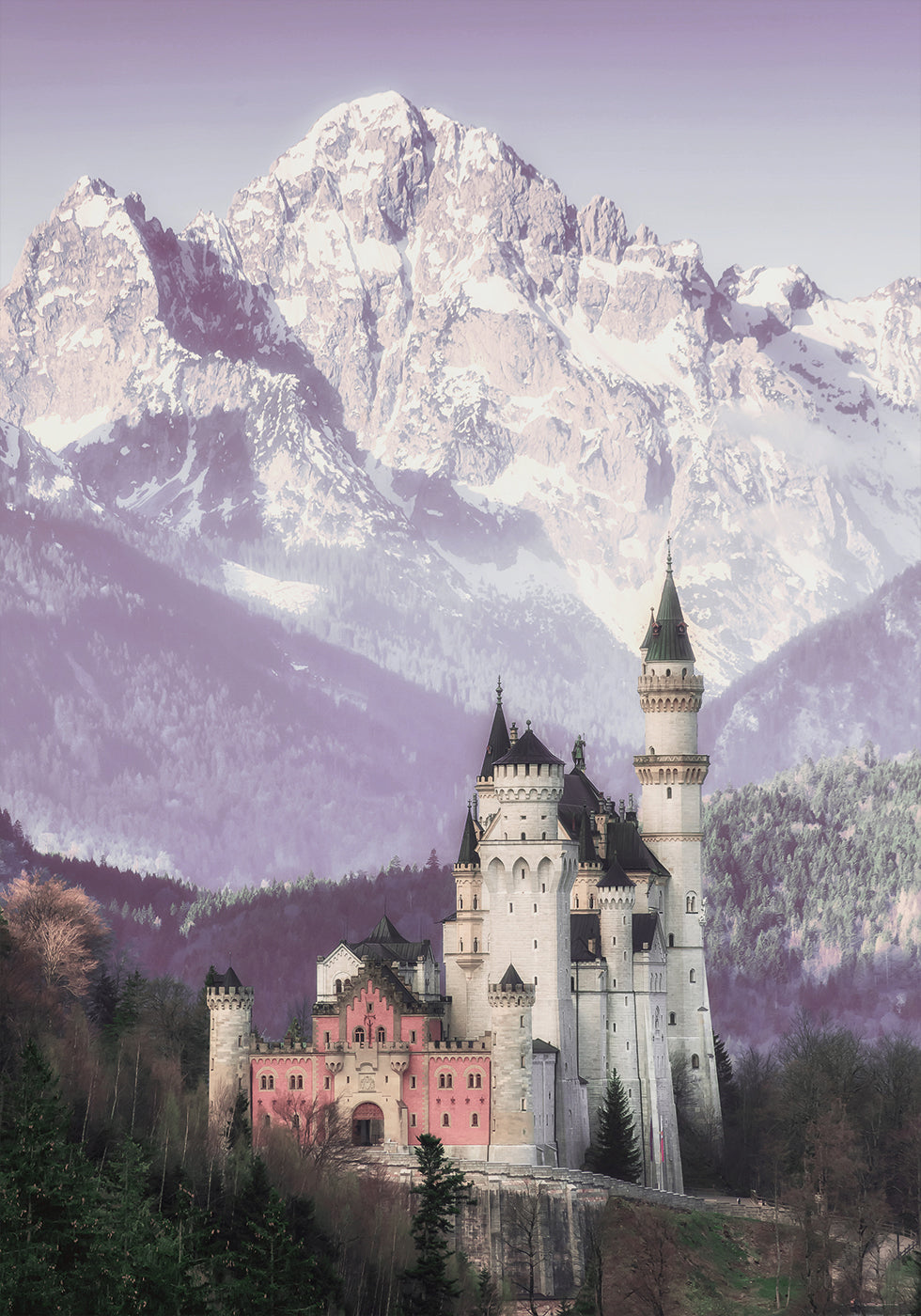 Neuschwanstein Castle and Alpine Mountains Plakat