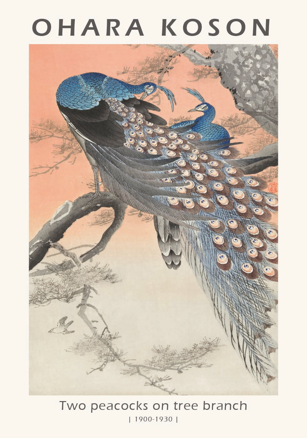 Two Peacocks, Japanese Woodblock By Ohara Koson Plakat