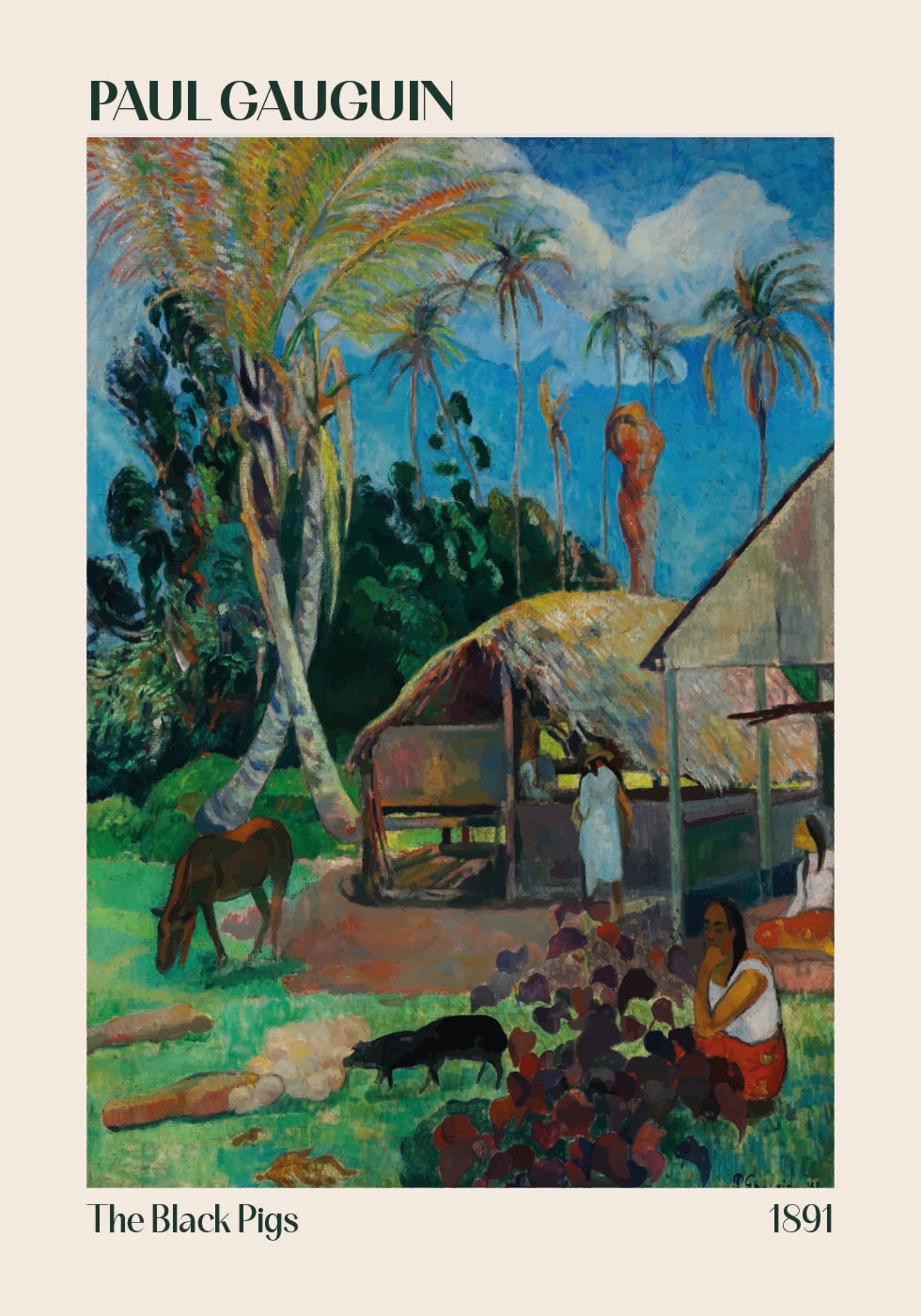 The Black Pigs, Paul Gauguin 1891 Plakat