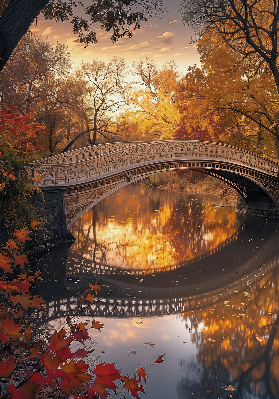 Autumn Park Bridge Plakat