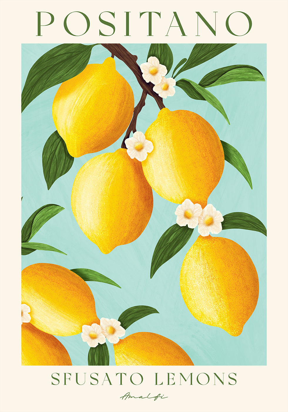 Positano Lemons, Amalfi Coast Citrus Plakat