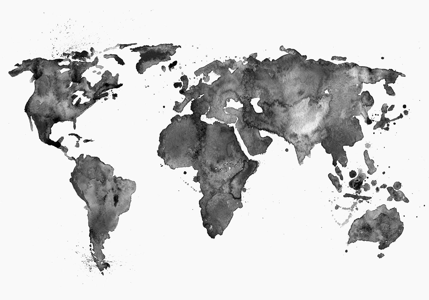 World Black Ink Map Plakat