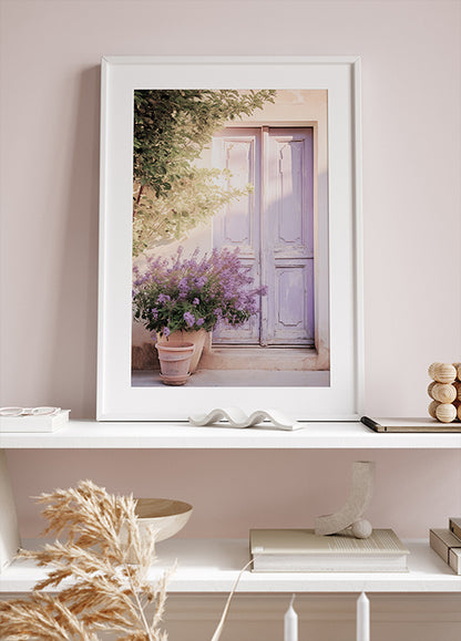 Purple Door with Flowers Plakat