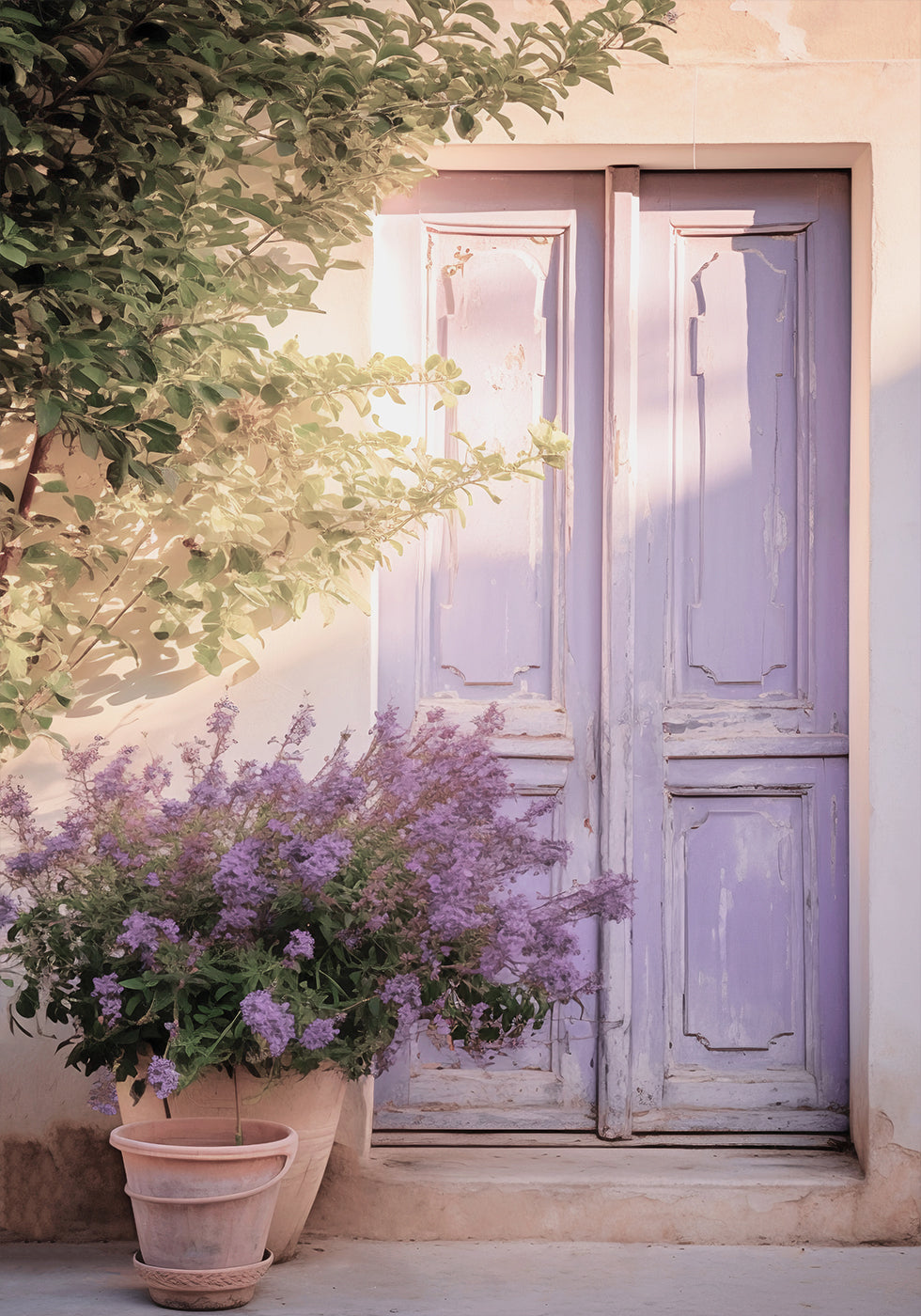 Purple Door with Flowers Plakat