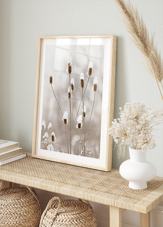 Snowy Dried Flowers Plakat