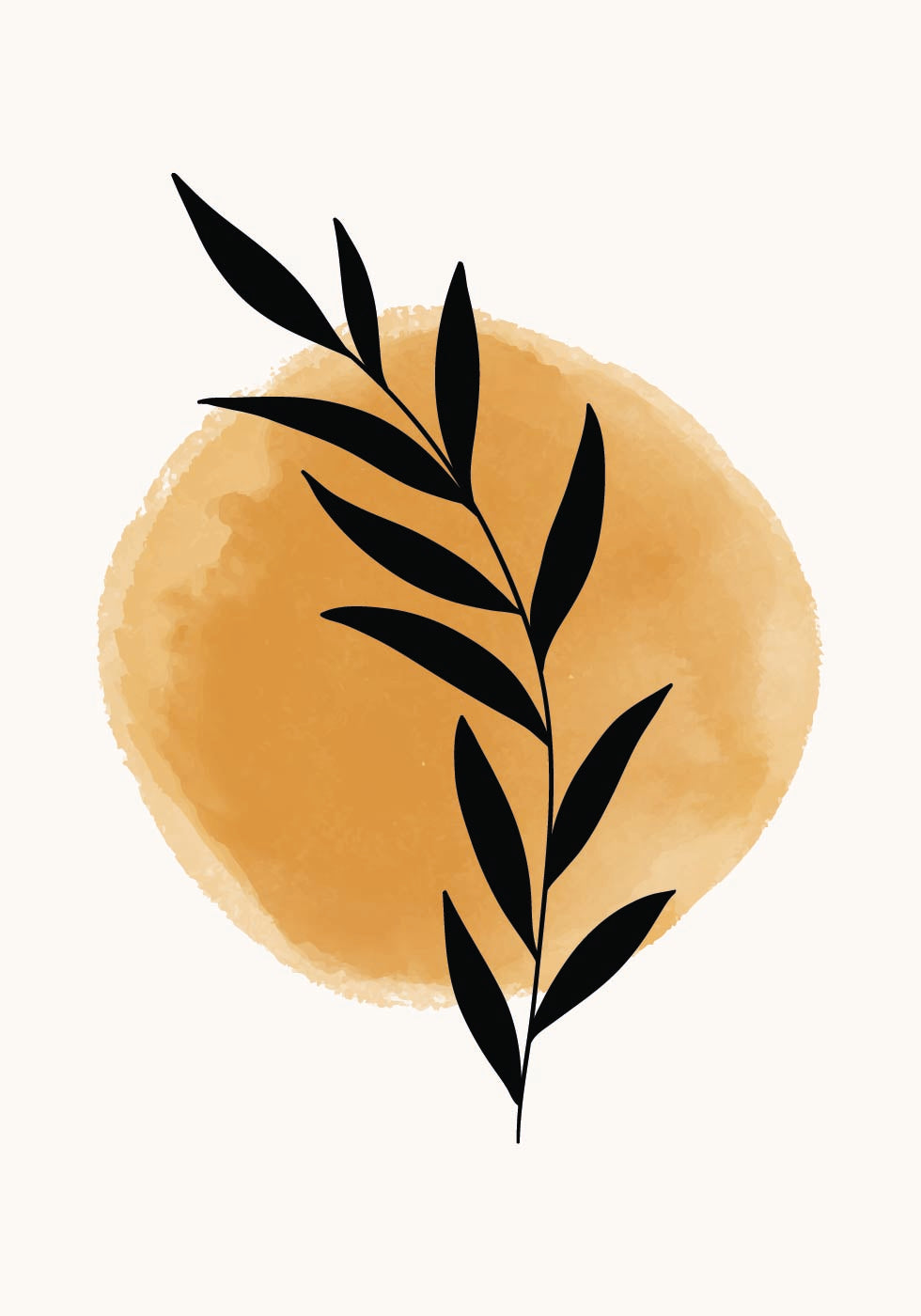 Sunrise Branch, Minimalist Botanical Sun Plakat
