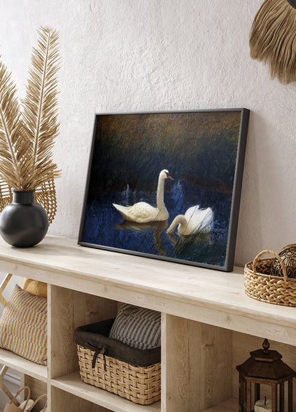 Swans in Reeds By Bruno Liljefors Plakat