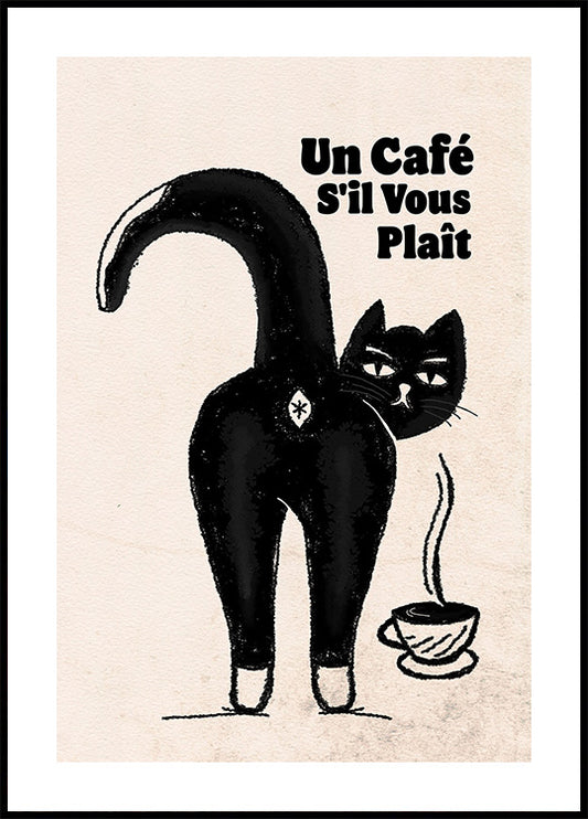 French Coffee Cat Plakat