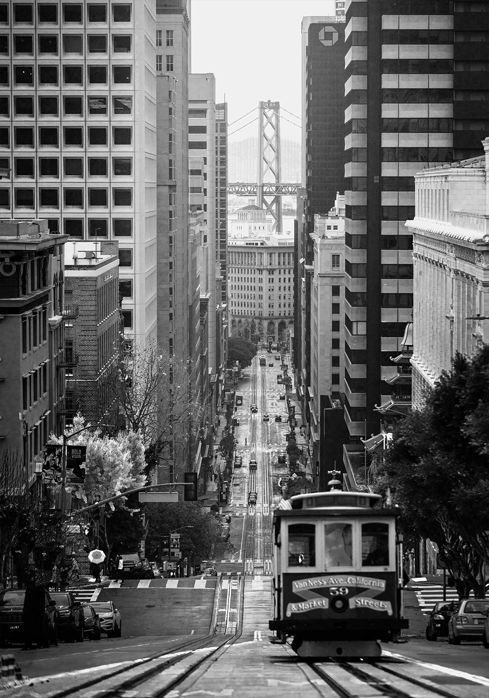 San Francisco Streetcar and Skyline Plakat