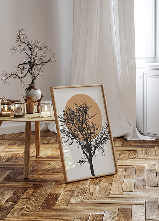 Tree Silhouette and Sun Plakat