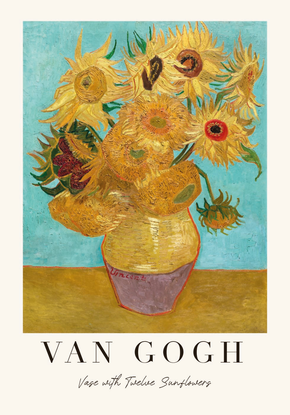 Vase with Twelve Sunflowers Plakat