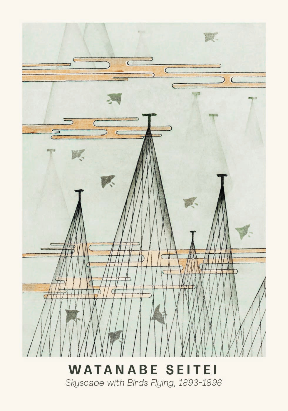 Watanabe Seitei Skyscape Japanese Bird Flying Plakat