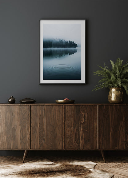 Water Ripples and Foggy Forest Plakat