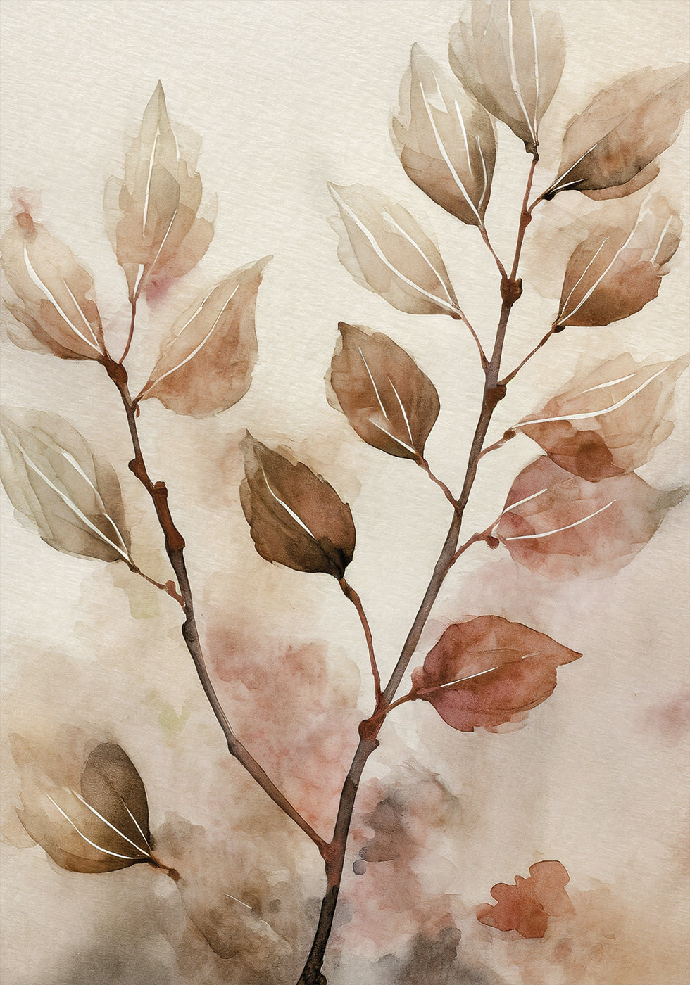 Abstract Watercolor Leaves Plakat