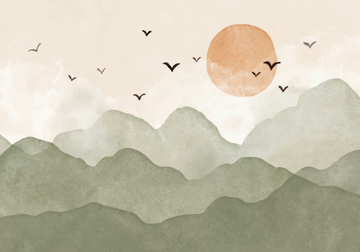 Watercolor Sunrise in the Mountains Plakat