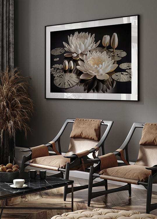 White Lotus Flowers Plakat