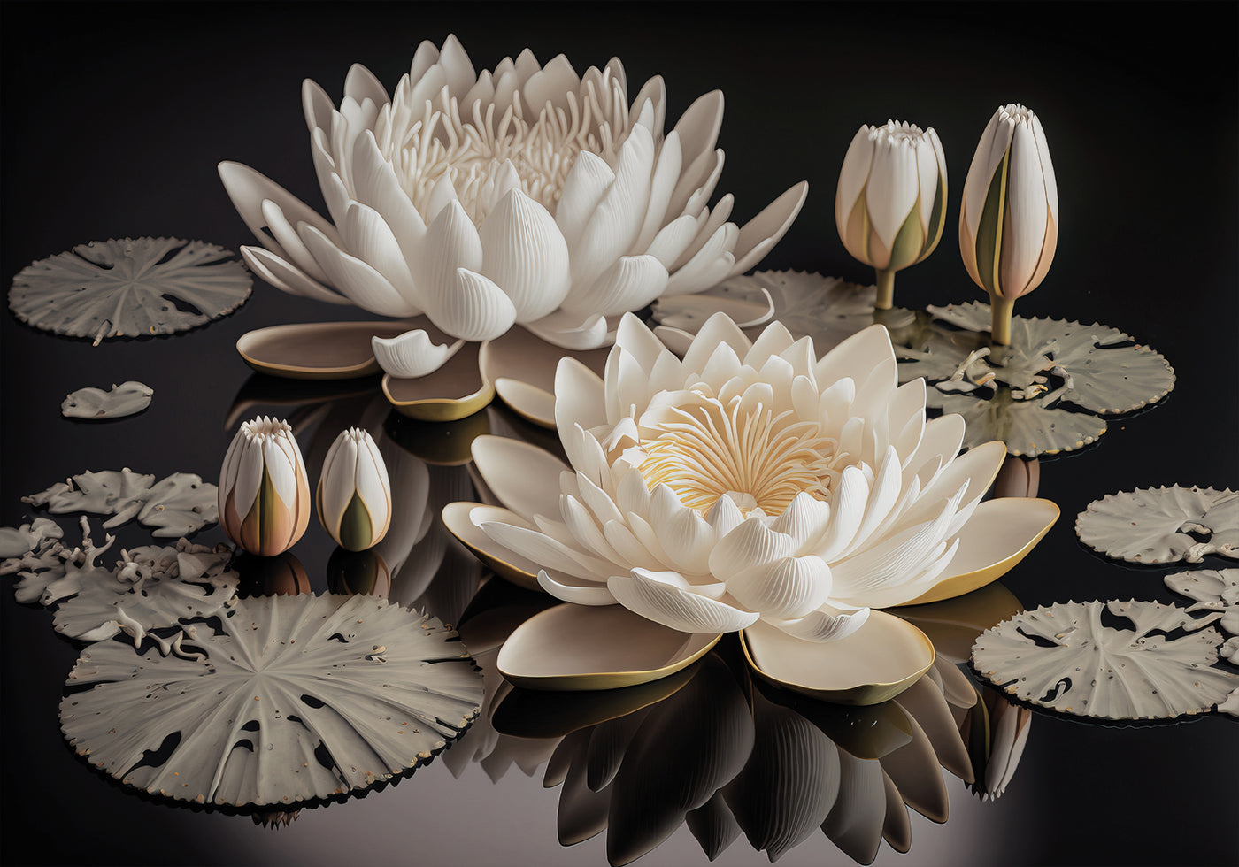 White Lotus Flowers Plakat