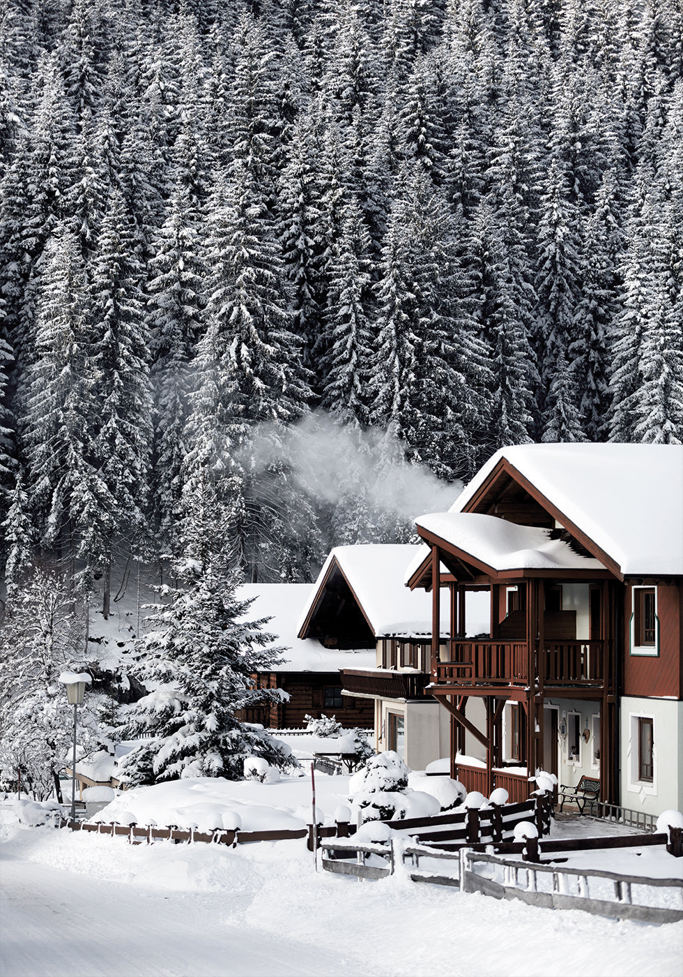 Cozy Winter Village in the Alps Plakat