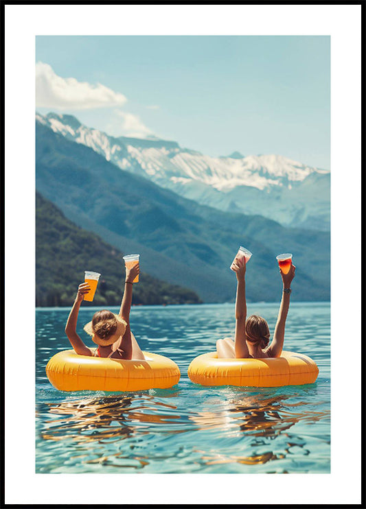 Women Drinnking On Water Lake Plakat