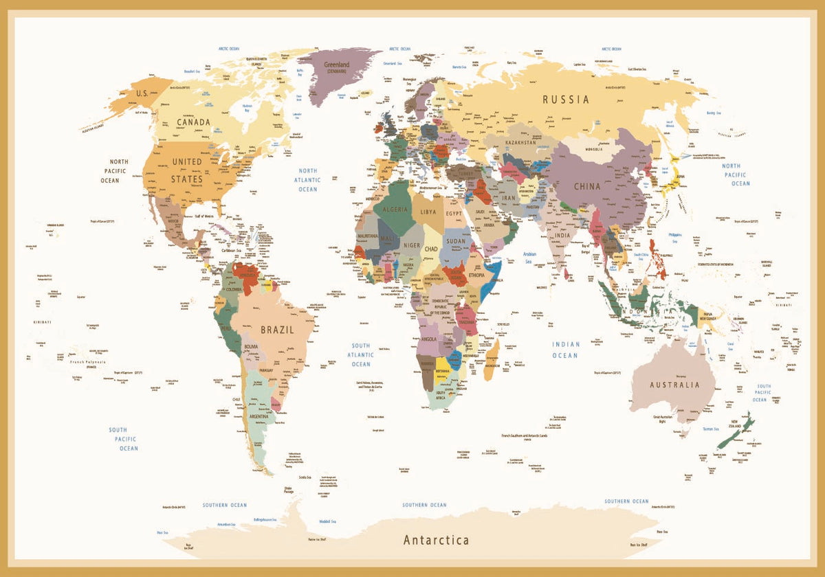 Political World Map Plakat – Posterbox.no